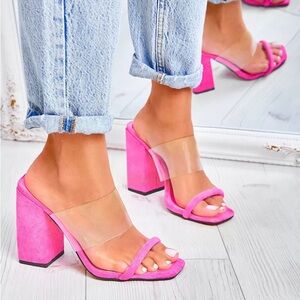 Cape Robbin Pink Block Heel Sandals